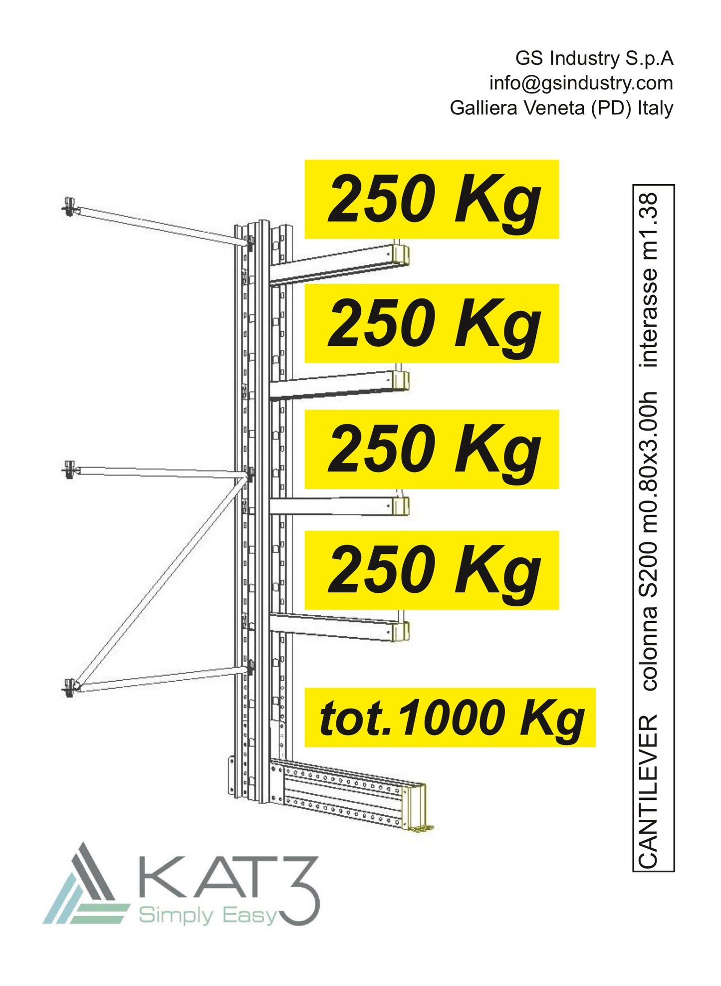 Scaffale Cantilever modulare componibile a mensole - K4