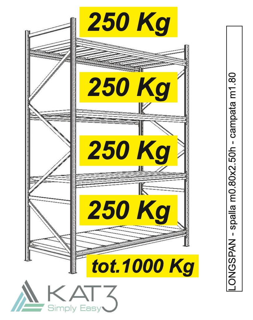 Scaffalatura modulare longspan portata massima